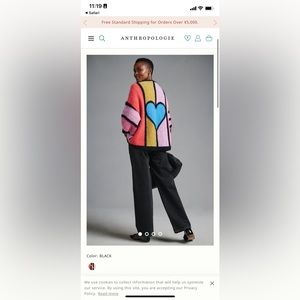 NWOT Bel Kazan Anthropologie Heart Sweater